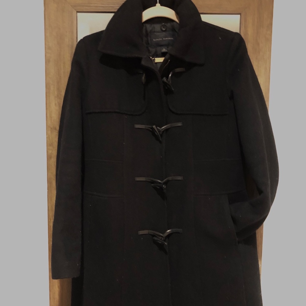 Banana Republic Black Wool Duffle Long Coat